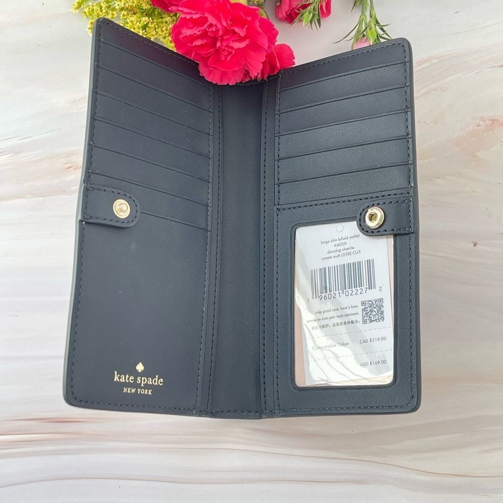 Kate spade dancing cherry darci Stacy slim bifold wallet NEW - Picture 3 of 4